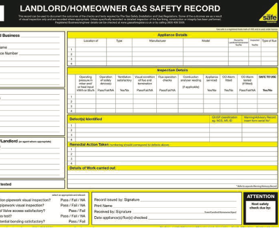 A Gas Safety Register certificate.