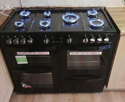 A newly installed gas range